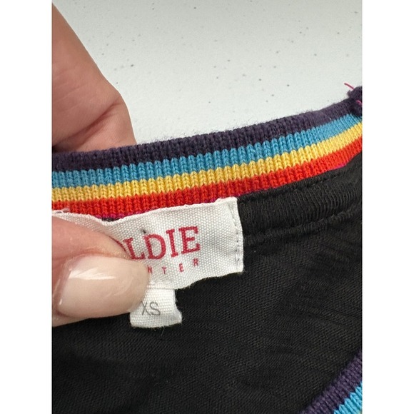 Goldie Tank Top Rainbow Trim Pima Cotton Sleeveless Casual XS - Picture 3 of 5